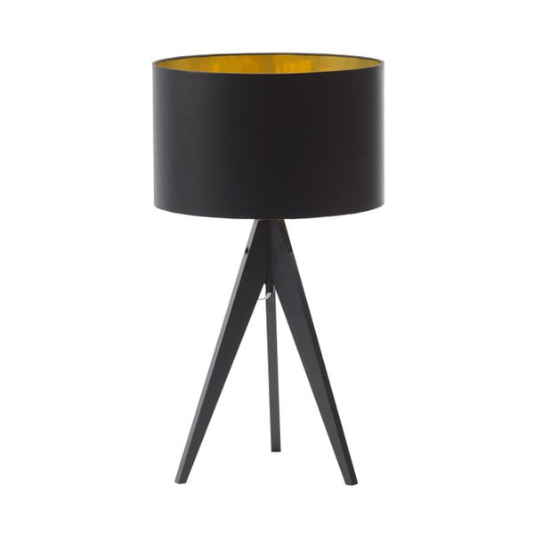 Czarno-złota lampa stołowa 4room Artist, czarna lakierowana brzoza, Ø 33 cm