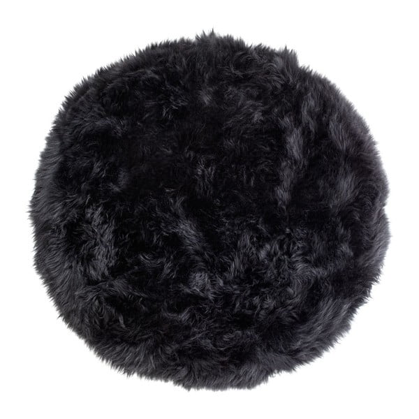 Czarny dywan okrągły z owczej skóry Royal Dream Zealand, ⌀ 70 cm