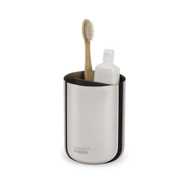 Kubek na szczoteczki do zębów ze stali nierdzewnej w kolorze srebra z połyskiem EasyStore Luxe – Joseph Joseph