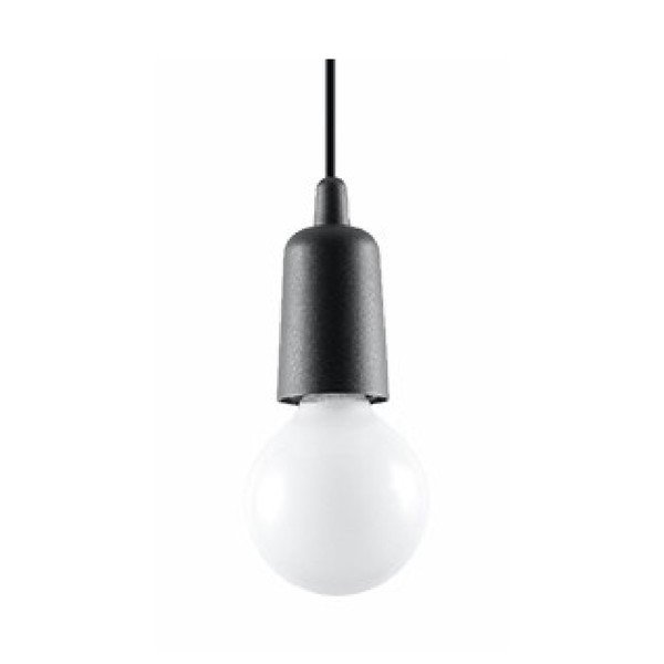 Czarna lampa wisząca 9x9 cm Rene – Sollux-image-1