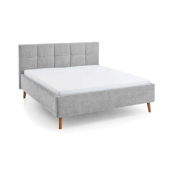 Szare tapicerowane łóżko dwuosobowe ze schowkiem ze stelażem 180x200 cm Nova – Meise Möbel