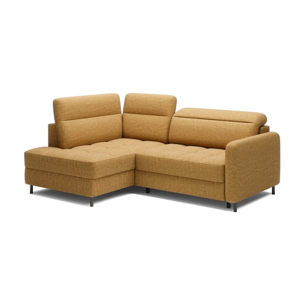 Żółty aksamitny rozkładany/ze schowkiem narożnik (lewostronny/w kształcie litery L) Barea – ELTAP-image-2