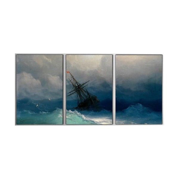 Trzyczęściowy obraz Storm, 45x90 cm
