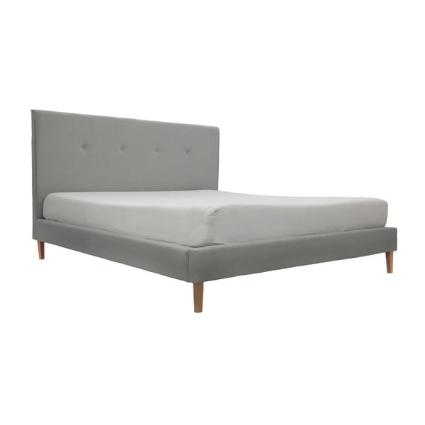 Jasnoszare łóżko z naturalnymi nogami Vivonita Kent, 160x200 cm