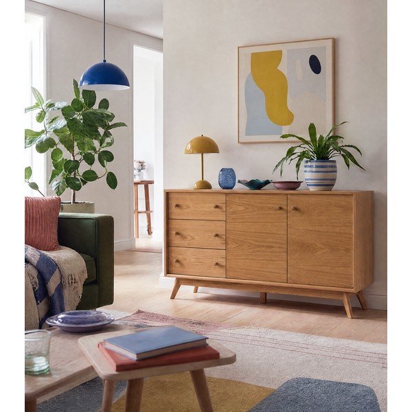 Niska komoda w dekorze dębu 149x75 cm Kensal – Woodman-image-3