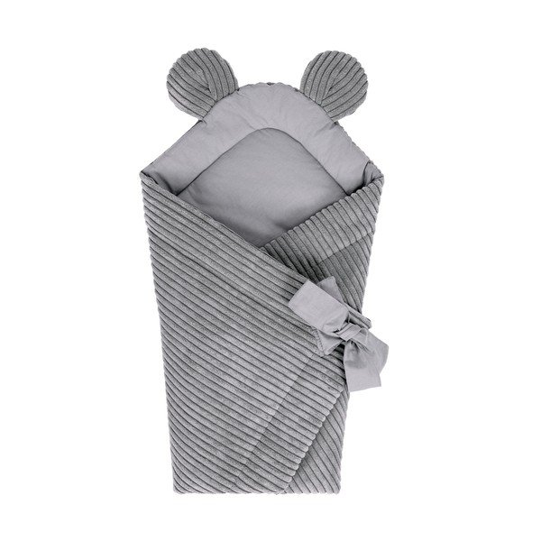 Szary rożek niemowlęcy sztruksowy 35x65 cm – Meowbaby