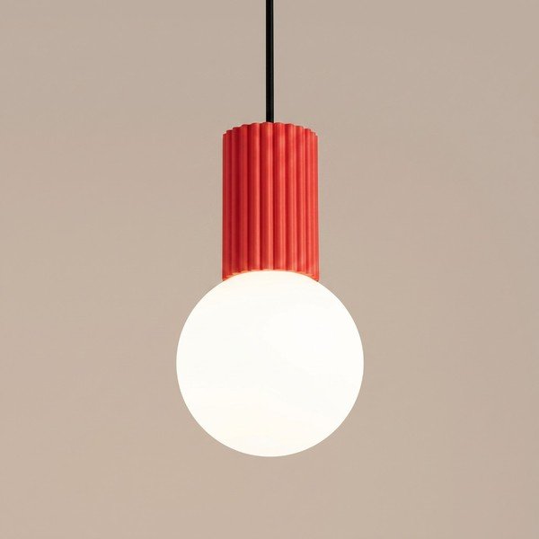 Czerwona lampa wisząca z opalowego szkła ø 12 cm Orbital – Sollux-image-2
