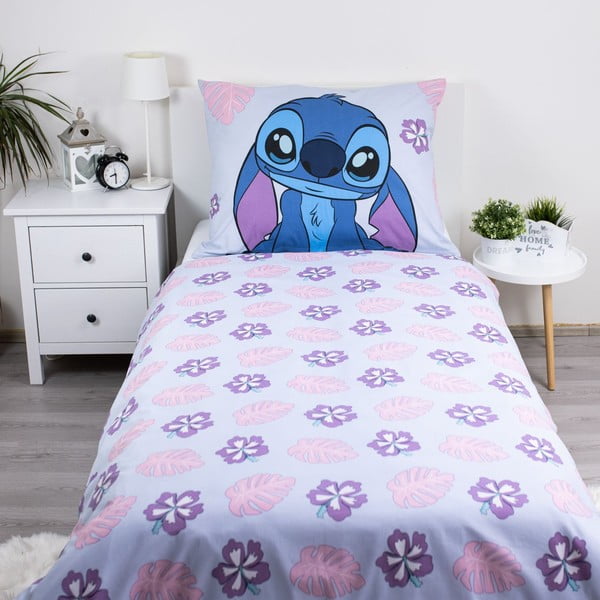 Niebiesko-fioletowa bawełniana pościel dziecięca jednoosobowa 140x200 cm Lilo and Stitch "Cute" – Jerry Fabrics-image-2