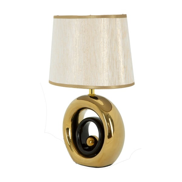 Biała lampa stołowa z konstrukcją w złotym kolorze Mauro Ferretti Round