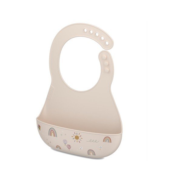 Beżowy silikonowy śliniak Sunshine & Rainbow – Mepal