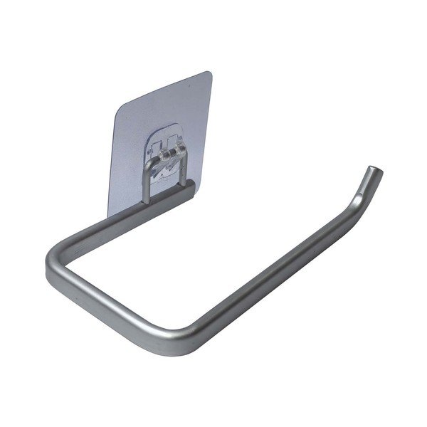 Metalowy uchwyt na papier toaletowy w kolorze srebra z połyskiem bez wiercenia Filaire Aluminium – douceur d'intérieur-image-1