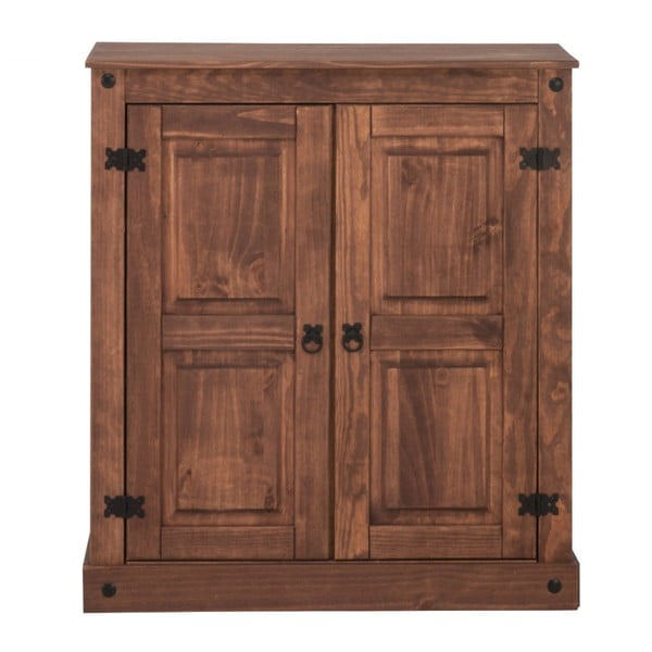 Ciemnobrązowa 2-drzwiowa szafka z litego drewna 13Casa Perla