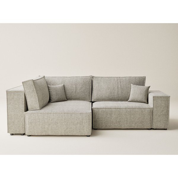 Beżowy rozkładany/ze schowkiem narożnik z tkaniny szenilowej (lewostronny/w kształcie litery L) Tonga – Maison de Rêve-image-2