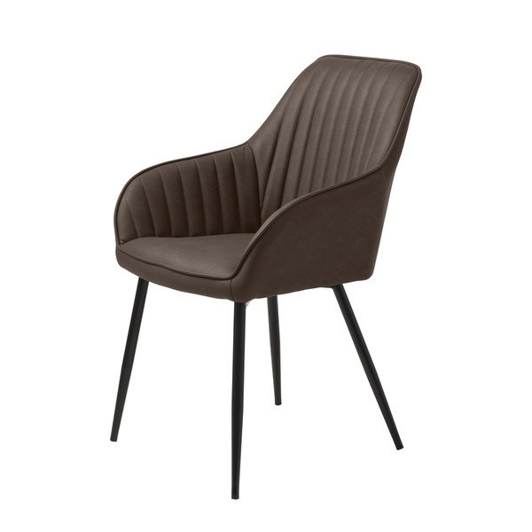 Ciemnobrązowy tapicerowany fotel jadalniany z podłokietnikami Melfort – Unique Furniture