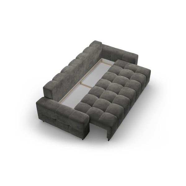 Szara aksamitna rozkładana sofa ze schowkiem 250 cm Wicklow – Cosmopolitan Design-image-3