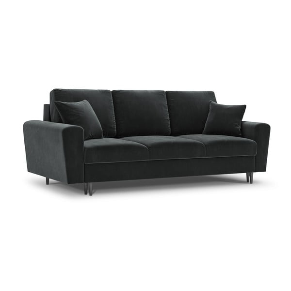 Ciemnoszara aksamitna rozkładana sofa ze schowkiem 235 cm Kyoto – Cosmopolitan Design-image-1