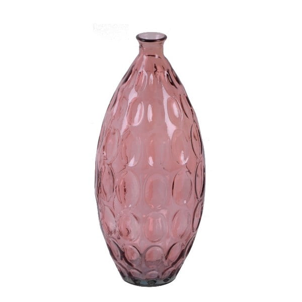 Różowy wazon ze szkła z recyklingu z uchem Ego Dekor Dune, wys. 45 cm