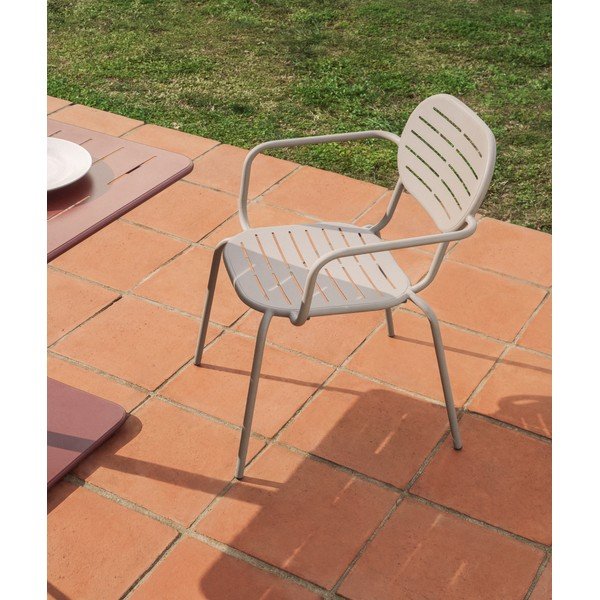 Szarobrązowe metalowe krzesło ogrodowe Brai – Kave Home-image-1