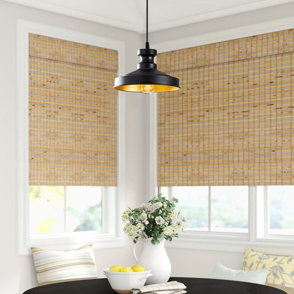 Czarna lampa wisząca z metalowym kloszem ø 22 cm Berceste – Opviq lights-image-1