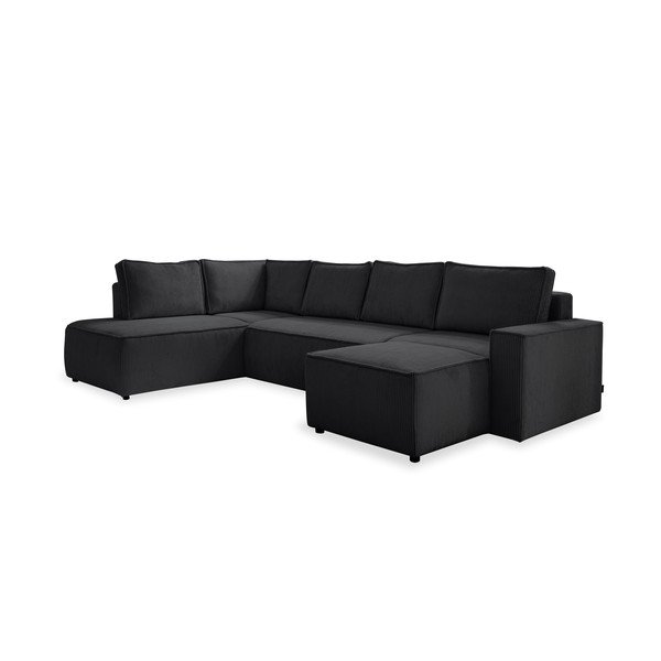 Antracytowy sztruksowy rozkładany narożnik (lewostronny/w kształcie litery U) Brave Dave – Miuform