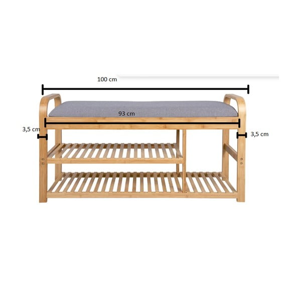 Szaro-naturalny bambusowy regał na buty z siedziskiem – Leitmotiv-image-4