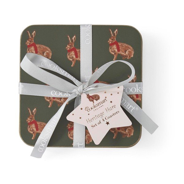 Czerwone/ciemnozielone korkowe podkładki zestaw 4 szt. Heritage Hare – Cooksmart ®-image-1