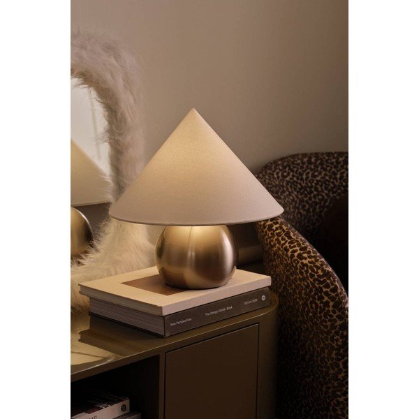 Biała/w kolorze srebra z połyskiem tekstylna lampa stołowa (wysokość 38 cm) Connie – Ellos Home-image-1