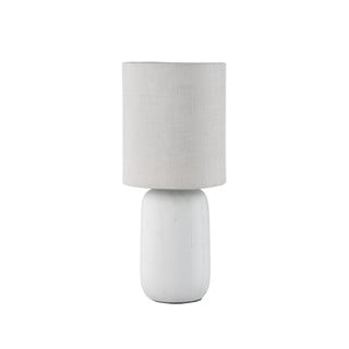 Szara lampa stołowa z ceramiki i tkaniny Trio Clay, wys. 35 cm