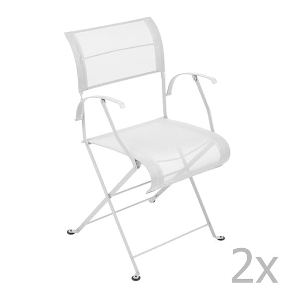 Zestaw 2 białych krzeseł składanych z podłokietnikami Fermob Dune