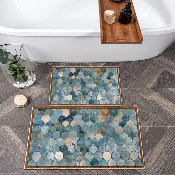 Niebieskie dywaniki łazienkowe zestaw 2 szt. 60x100 cm – Foutastic-image-3