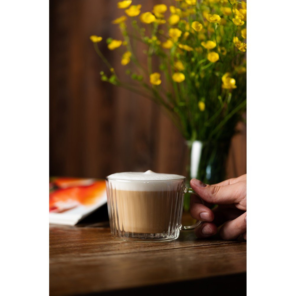Szklane filiżanki zestaw 2 szt. do cappuccino 250 ml Livio Duo – Vialli Design (zdjęcie 7)