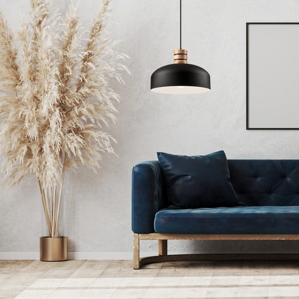 Czarna lampa wisząca z metalowym kloszem ø 30 cm Cosmo – LAMKUR-image-2