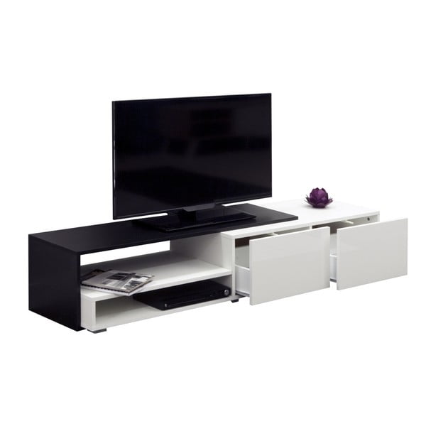 Czarna szafka pod TV z białymi szufladami Symbiosis Albert, szer. 168 cm