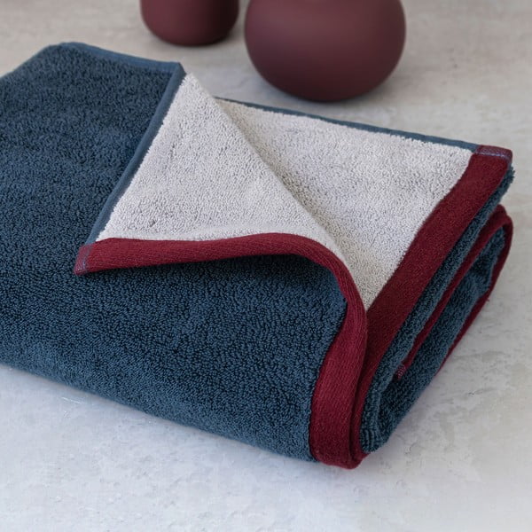 Ciemnoniebiesko-szary ręcznik kąpielowy z bawełny organicznej frotte 70x133 cm Soft – Mette Ditmer Denmark-image-1
