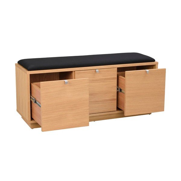 Czarno-naturalna szafka na buty w dekorze dębu z siedziskiem Confetti – Rowico-image-2