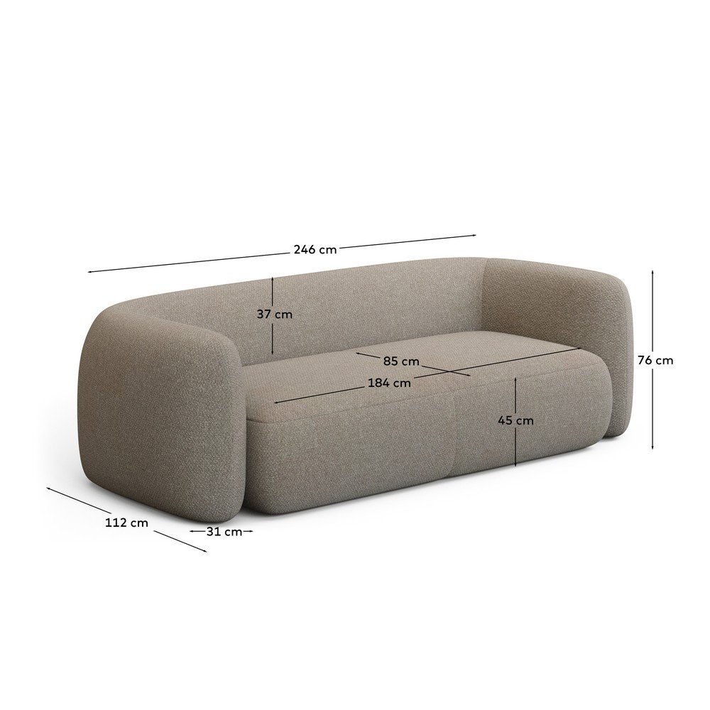 Szara sofa z materiału bouclé 246 cm Martina – Kave Home (zdjęcie 8)