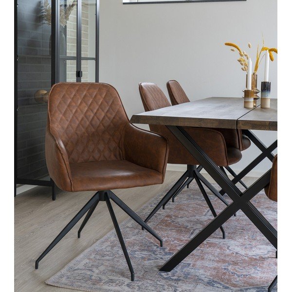 Jasnobrązowy tapicerowany fotel jadalniany Harbo – House Nordic-image-1