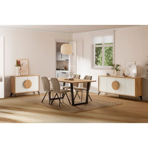 Biała niska komoda w dekorze dębu 110x82 cm Vae – Marckeric-image-1