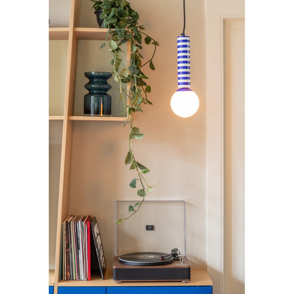 Niebieska metalowa lampa wisząca ø 12 cm Rayado Retro – Leitmotiv (zdjęcie 2)