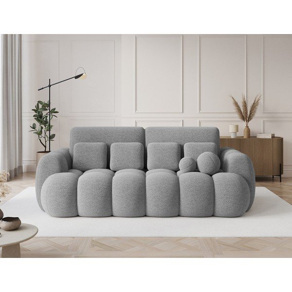 Szara rozkładana sofa z materiału bouclé 256 cm Cotonn – ELTAP-image-1