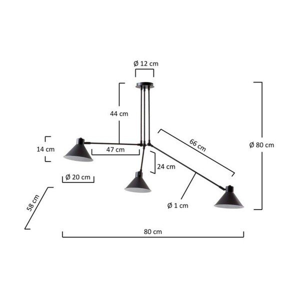 Czarna lampa sufitowa 80x80 cm Dione – Kave Home-image-3