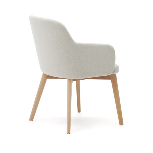 Kremowy tapicerowany fotel jadalniany z podłokietnikami Nelida – Kave Home-image-4