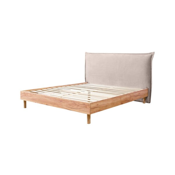 Beżowo-naturalne łóżko dwuosobowe ze stelażem 180x200 cm Charlie – Bobochic Paris