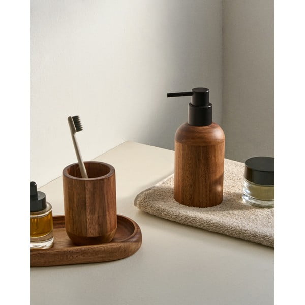 Drewniany kubek na szczoteczki do zębów w naturalnym kolorze Senda – Kave Home-image-1