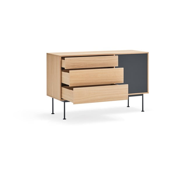 Grafitowa komoda w dekorze drewna dębowego Teulat Yoko, szer. 128 cm-image-3