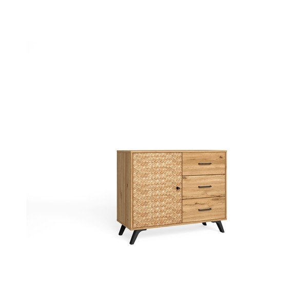 Niska komoda w dekorze dębu 92x81 cm Malaca – Marckeric-image-3