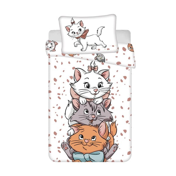 Biała bawełniana pościel dziecięca do łóżeczka 100x135 cm Marie Cat "Friends" – Jerry Fabrics