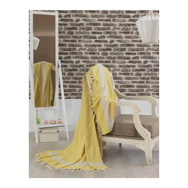 Żółta bawełniana narzuta na łóżko Baliksirfi Yellow, 200x240 cm