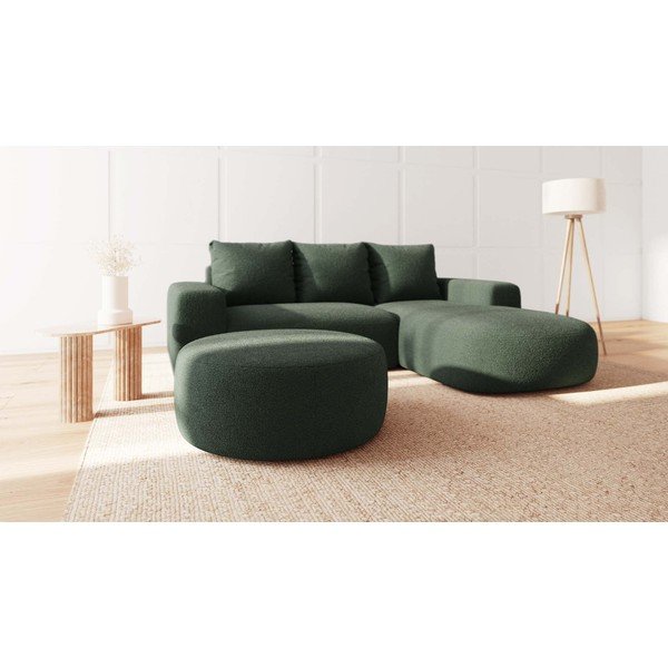 Zielony puf z materiału bouclé Bouclé Feiro – MESONICA-image-1