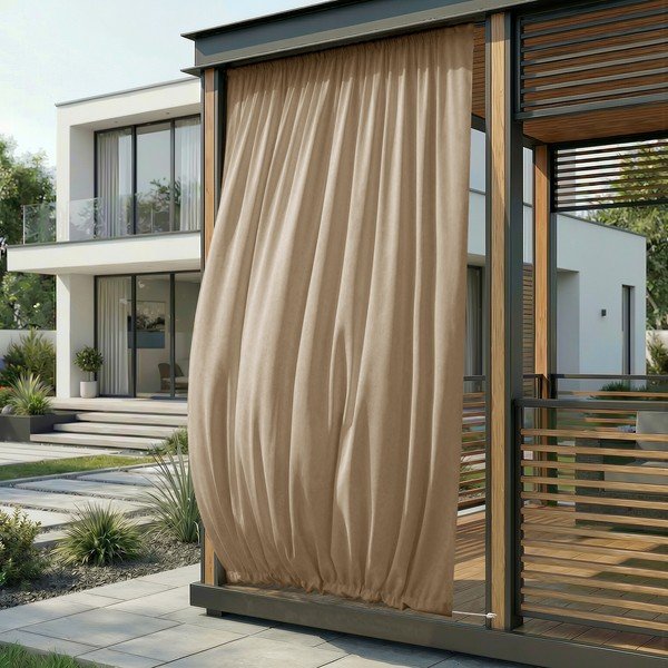 Beżowa zasłona częściowo zaciemniająca (dimout)/zewnętrzna Calisto – Filumi-image-2